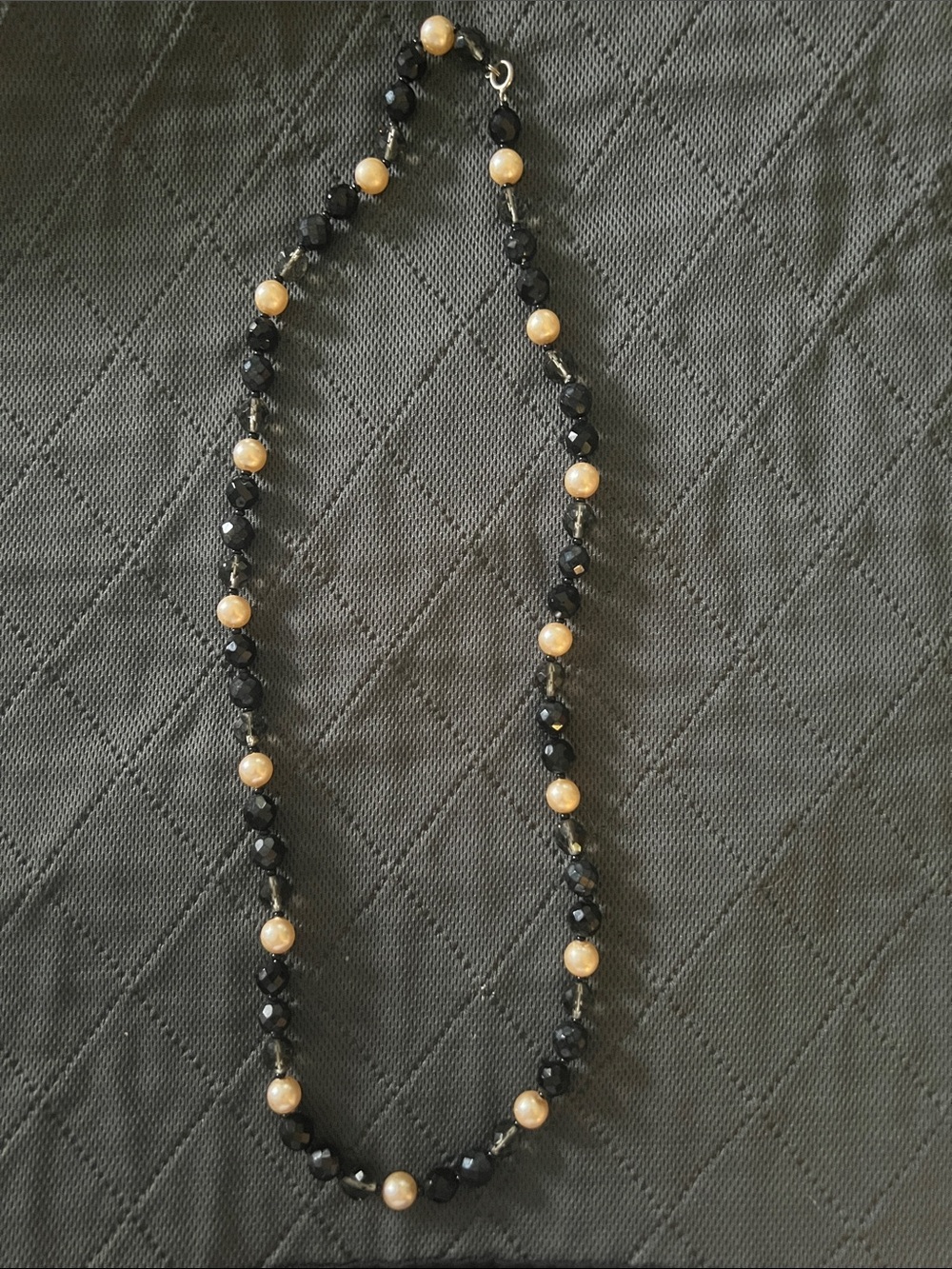 Black and Gold Beaded Women's Necklace — Elegant Bead Strand 28 inches